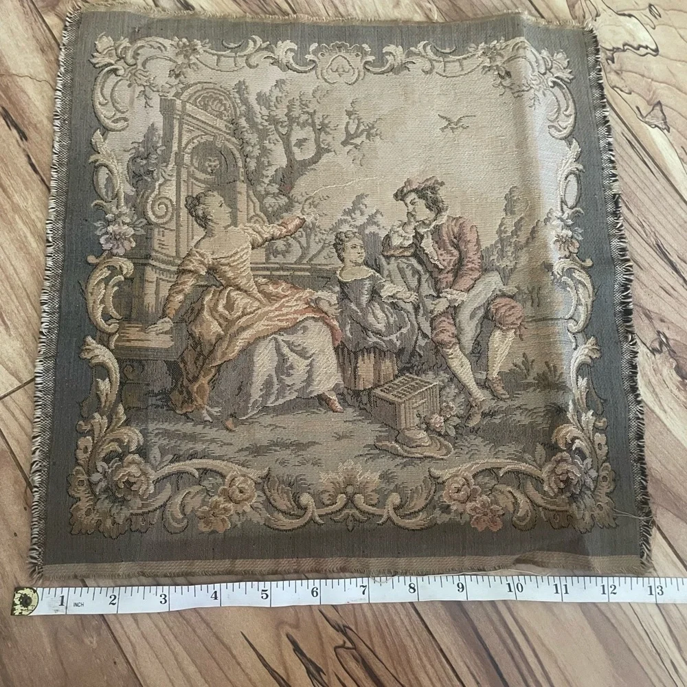 Vintage French Tapestry with Pastoral Scene wall hanging
